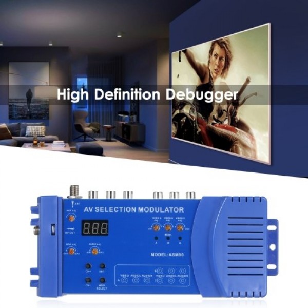 AMS90 Modulator AV Optional Modulator VHF UHF PAL/NTSC Standard RCA Converter Portable 100-240V Domestic Modulator RF Converter 
