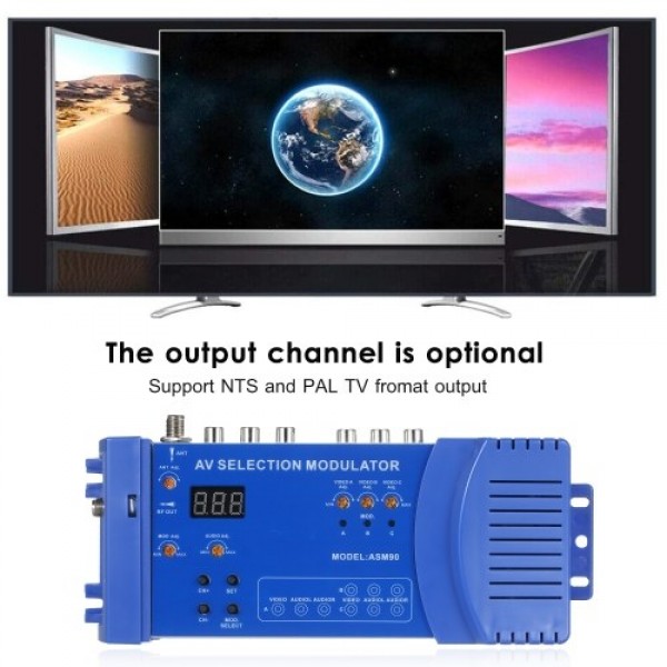 AMS90 Modulator AV Optional Modulator VHF UHF PAL/NTSC Standard RCA Converter Portable 100-240V Domestic Modulator RF Converter 