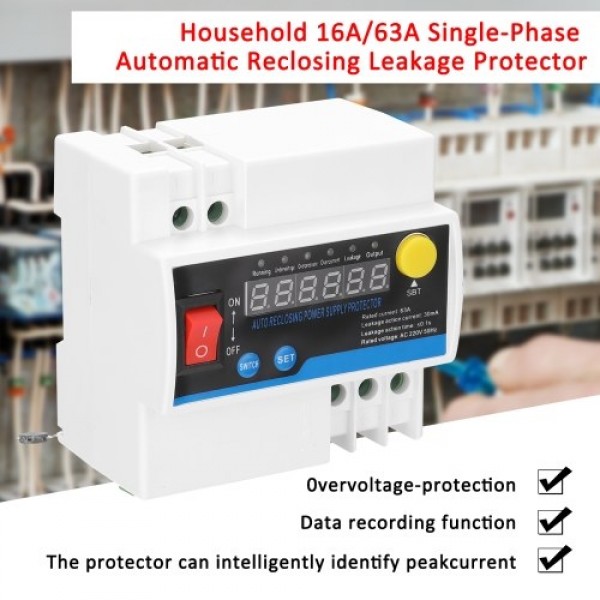 Household 16A Single-Phase Automatic Reclosing Leakage Protector Electric Source Protecting Device