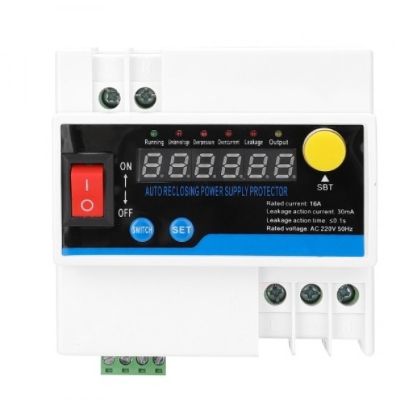 Household 16A Single-Phase Automatic Reclosing Leakage Protector Electric Source Protecting Device