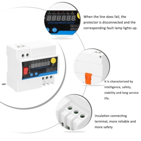 Household 16A Single-Phase Automatic Reclosing Leakage Protector Electric Source Protecting Device