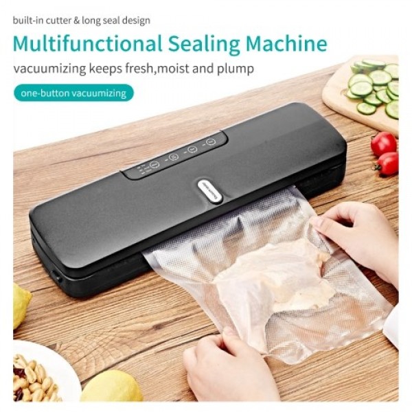 QH-10 Food Saver Vacuum Sealer Machine Bag Sealer with LED Indicator Lights Vacuum Bags Long Seal Design Strong Suction for Dry 
