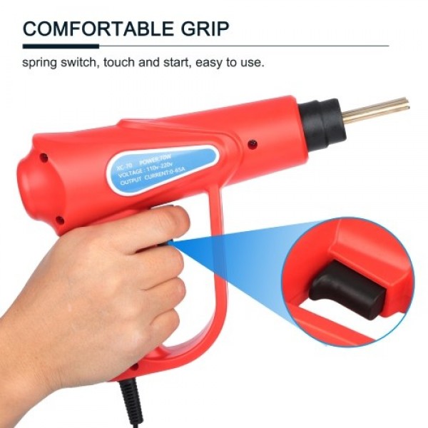 70W Hot Stapler, Plastic Welding Machine Car Bumper Repair Kit, Plier, 4 types Flat/Outside Corner/Inside Corner/Wave Staples, W