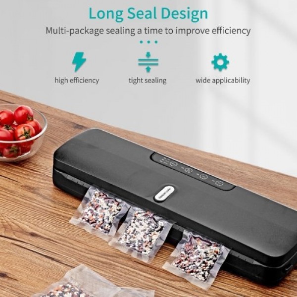 QH-10 Food Saver Vacuum Sealer Machine Bag Sealer with LED Indicator Lights Vacuum Bags Long Seal Design Strong Suction for Dry 