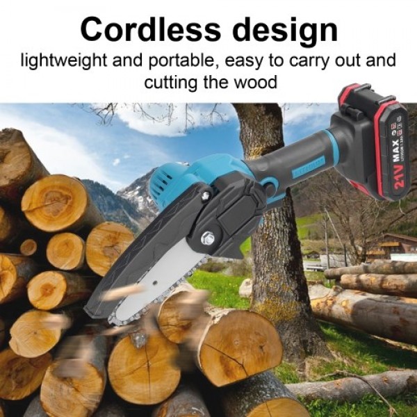 21V 4inch Portable Electric Pruning Saws Small Wood Splitting Chainsaw Brush Motor One-handed Woodworking Tool for Garden Orchar