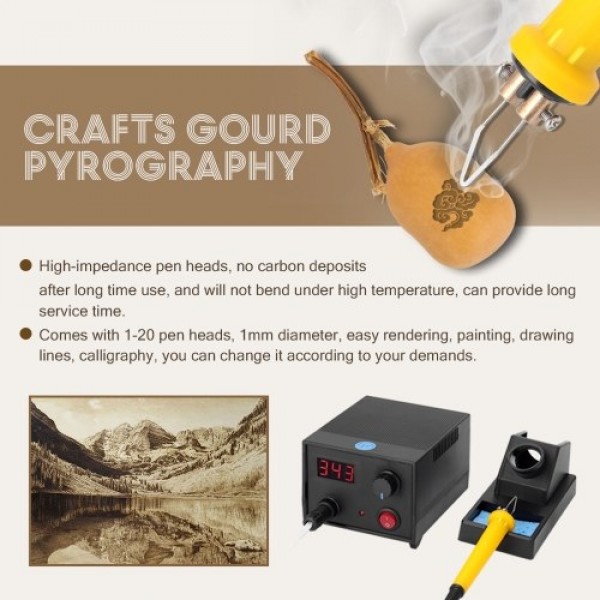 LH45-SA1 Multifunctional Digital Electric Gourd Wooden Pyrography Machine with 20pcs Heating Pen Heads