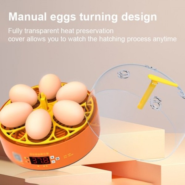 6 Eggs Children Experimental Eggs Incubator Chicken Incubator Chicken Hatching Machine Manual Eggs Turning Temperature Control C