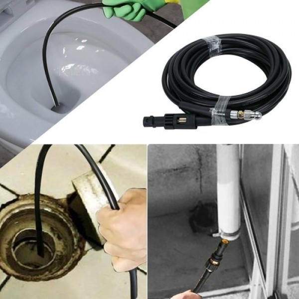 Drain Washer Hose Sewer Tube Cleaning Kit Flexible Tube Unblocker 15M