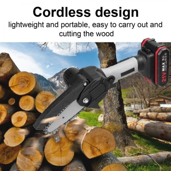 21V 4inch Portable Electric Pruning Saws Small Wood Splitting Chainsaw Brush Motor One-handed Woodworking Tool for Garden Orchar