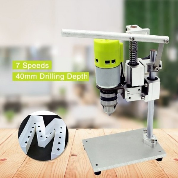 7-Speed Mini Drill Press Bench Electric Bench Drilling Machine Chuck 1.5-10mm 100W Small Bench Drill DIY Pure Aluminum Small Ben