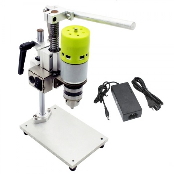 7-Speed Mini Drill Press Bench Electric Bench Drilling Machine Chuck 1.5-10mm 100W Small Bench Drill DIY Pure Aluminum Small Ben