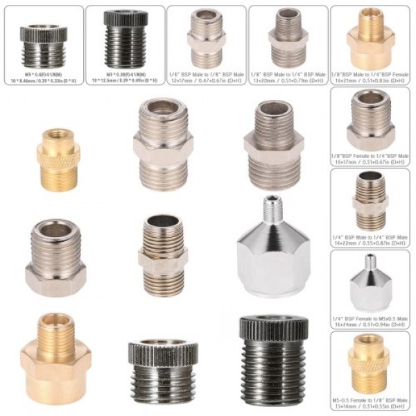 9pcs Universal Professional Airbrush Adaptor Kit Fitting Connector Set for Compressor and Airbrush Hose Air Brush Accessories To