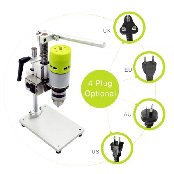 7-Speed Mini Drill Press Bench Electric Bench Drilling Machine Chuck 1.5-10mm 100W Small Bench Drill DIY Pure Aluminum Small Ben