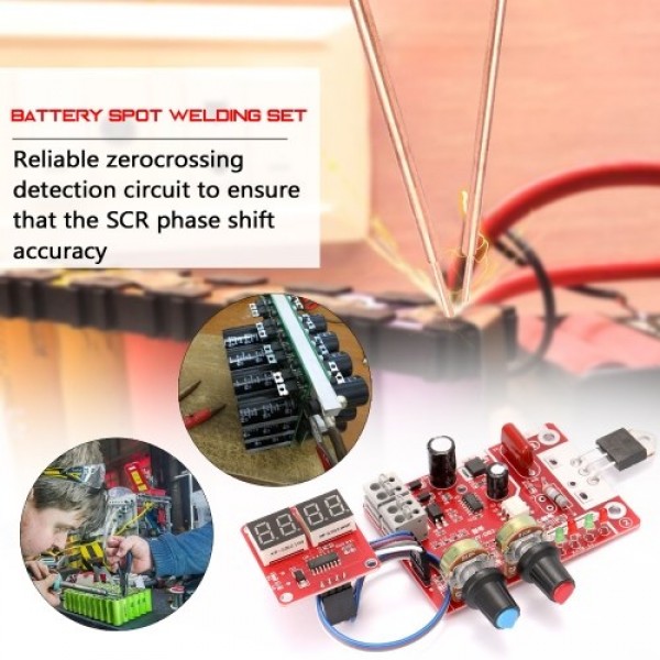 NY-D01 Battery Spot Welding Tool Set Digital Display Control Board with Welding Pen 9V Transformer and Metal Foot Pedal 40A 100A