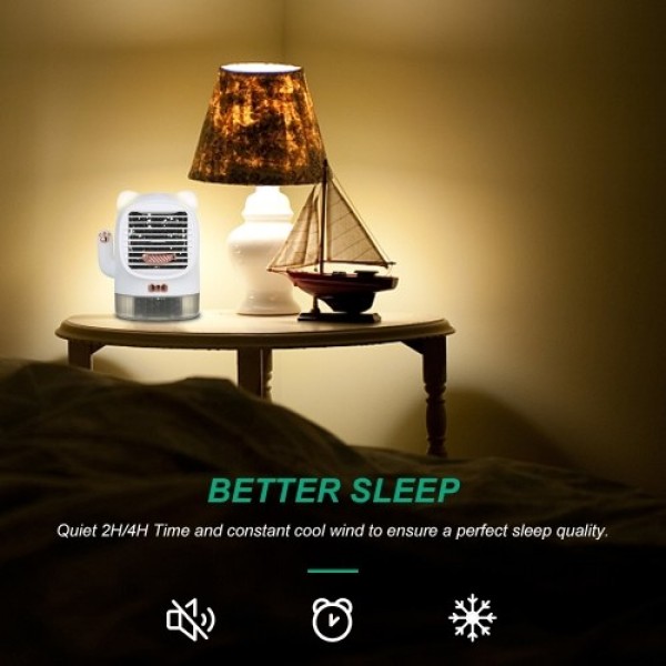 Portable Air Conditioner Fan USB Rechargeable Quiet Desk Fan Evaporative Cooler Fan Humidifier Essential Oil Diffuser with Night