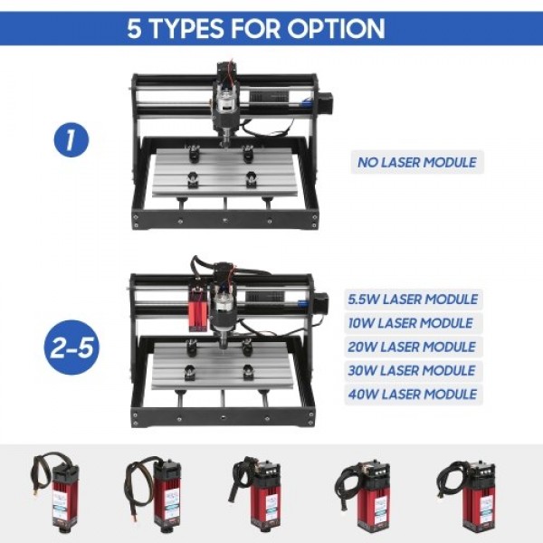 CNC 3018 Pro Router Kit GRBL Control 3 Axis with with Offline Controller 10W Laser Module Plastic Acrylic PCB PVC Wood Carving M