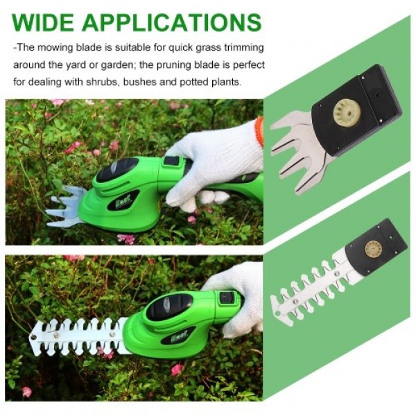 2-in-1 Multifunctional Lawn Mower 3.6V Cordless Hedge Machine Electric Mower Rechargeable Pruner Rotatable Grass Shear Hedge Tri