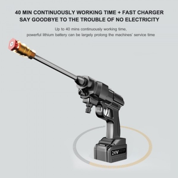 24V Cordless Portable Washer Electric High Pressure Cleaner Machine 200W 30Bar Lithium Battery Handheld Car Cleaning Device With