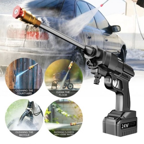 24V Cordless Portable Washer Electric High Pressure Cleaner Machine 200W 30Bar Lithium Battery Handheld Car Cleaning Device With