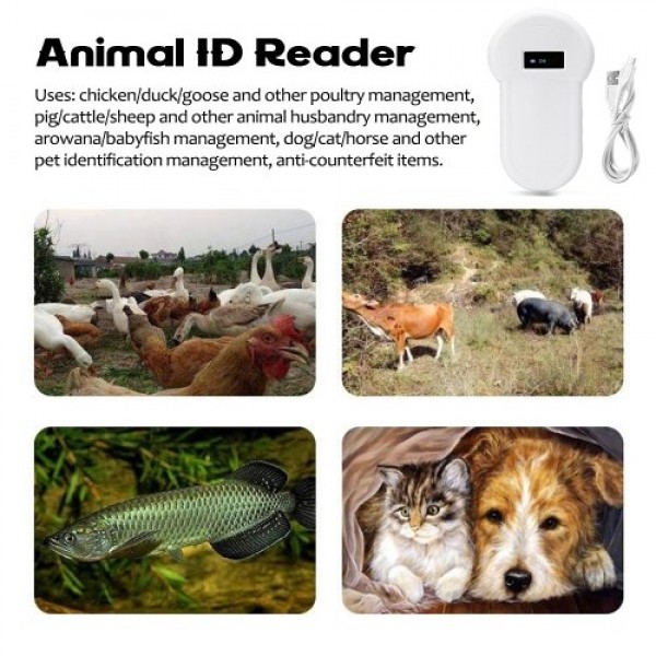 LF 134.2KHz Pocket Reader Handheld Animal Chip Rea...