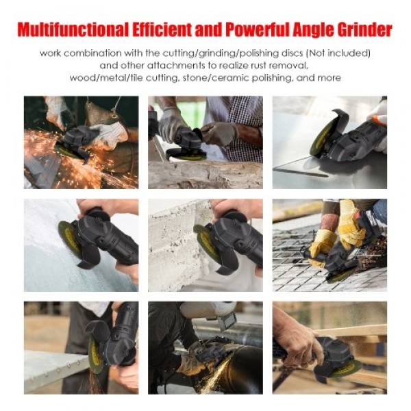 Lithium Battery Angle Grinder Portable Battery-operated Electric Grinder Machine with Li-ion Battery &amp; Charger 2-Position Ha
