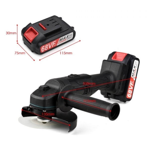 Lithium Battery Angle Grinder Portable Battery-operated Electric Grinder Machine with Li-ion Battery &amp; Charger 2-Position Ha