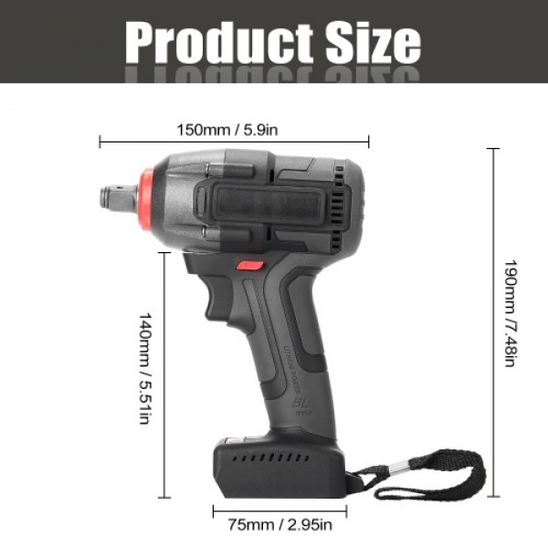 Multifunctional Electric Rechargeable Cordless Brushless Impact Wrench （1pcs Battery）