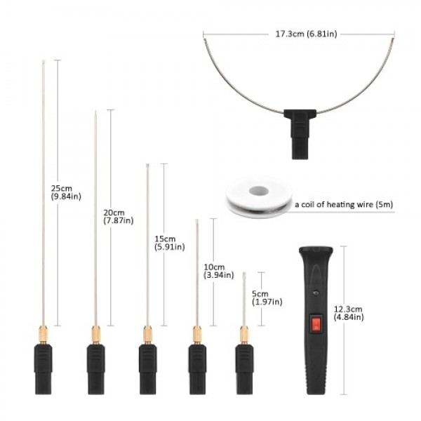 24W Handheld Electric Foam Cutter Kit with 5 Straight Tips &amp; 1 Arch Tip Adjustable Temperature Portable Foam Cutting Pen Hot
