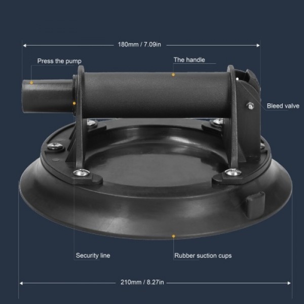 210mm Diameter Vacuum Suction Cup 200kg Bearing Capacity Heavy Duty Vacuum Ceramic Tile Lifter for Granite Glass Lifting