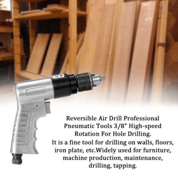 3/8inch Professional Air Drill Rotation Way Reversible Pneumatic Tools for DIY Furniture Machine Production Maintenance