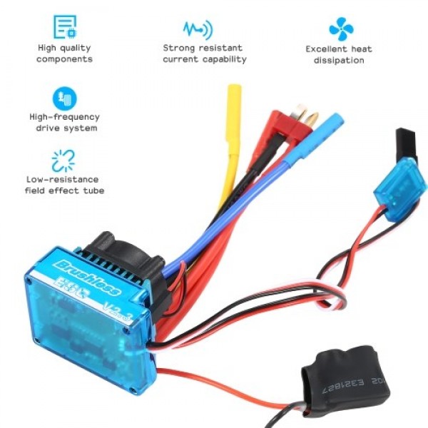 3650 4300KV Waterproof Brushless Motor with 120A Brushless ESC with 5.8V/3A BEC Set for 1/10 RC Car