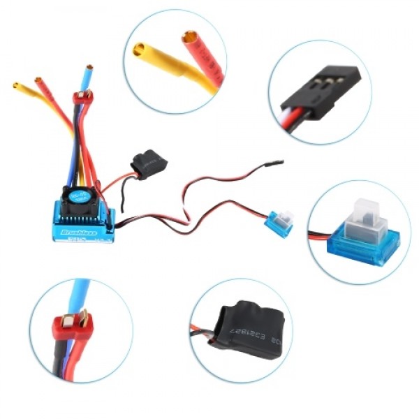 3650 4300KV Waterproof Brushless Motor with 120A Brushless ESC with 5.8V/3A BEC Set for 1/10 RC Car