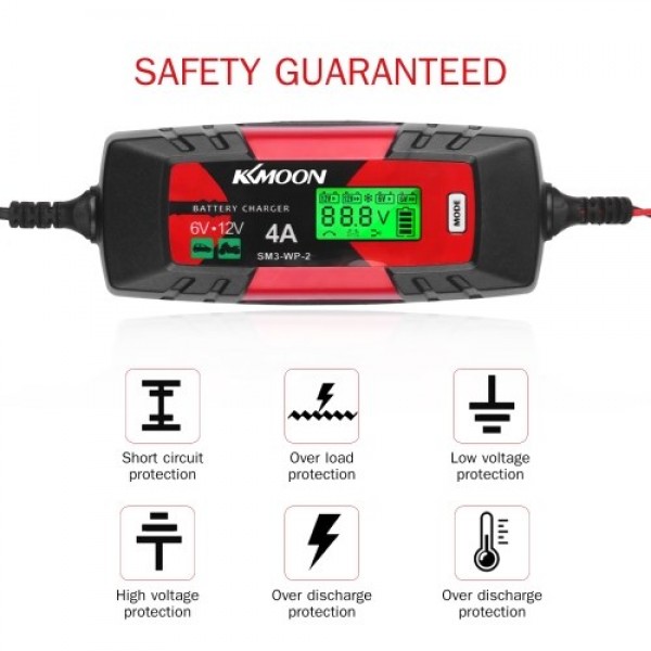 Car Battery Charger Battery Charger &amp; Maintainer 6V/12V 4Amp Intelligent Automatic Battery Charger