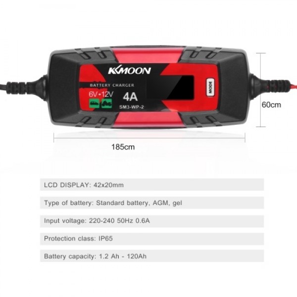 Car Battery Charger Battery Charger &amp; Maintainer 6V/12V 4Amp Intelligent Automatic Battery Charger