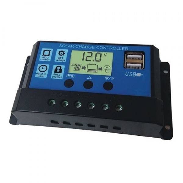 100A Solar Panel Controller Solar Recharger Controller LCD Display Screen Street Lamp System Recharge Controller PWM Recharge Ma