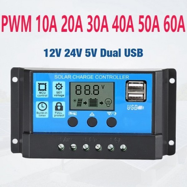 100A Solar Panel Controller Solar Recharger Controller LCD Display Screen Street Lamp System Recharge Controller PWM Recharge Ma