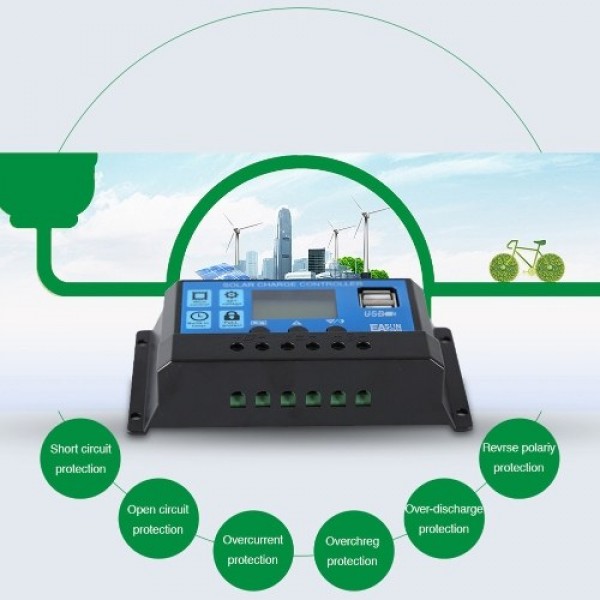 100A Solar Panel Controller Solar Recharger Controller LCD Display Screen Street Lamp System Recharge Controller PWM Recharge Ma