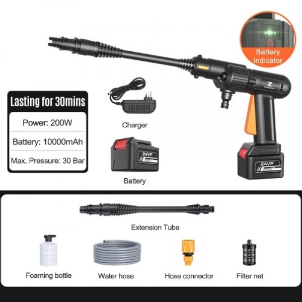 Cordless 200W High Pressure Washer Gun Electric Car Cleaning Tool Portable Handheld Car Cleaning Device Water Pump