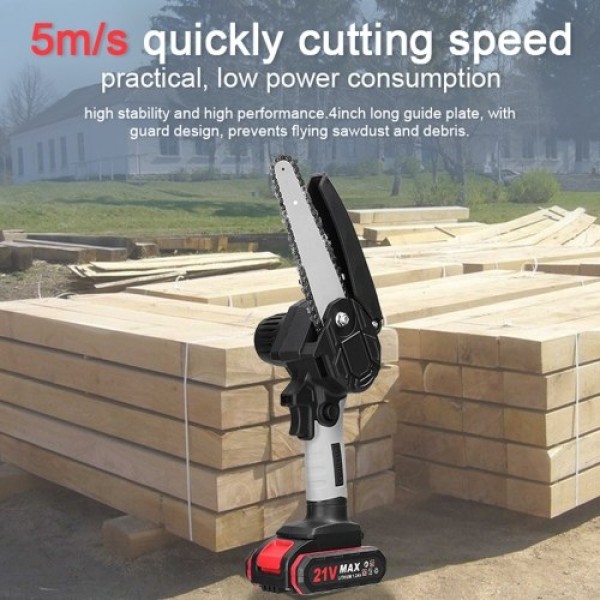 21V 6inch Portable Electric Pruning Saws Small Wood Splitting Chainsaw Brush Motor One-handed Woodworking Tool for Garden Orchar