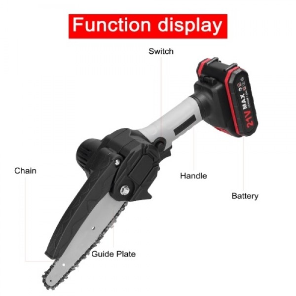 21V 6inch Portable Electric Pruning Saws Small Wood Splitting Chainsaw Brush Motor One-handed Woodworking Tool for Garden Orchar