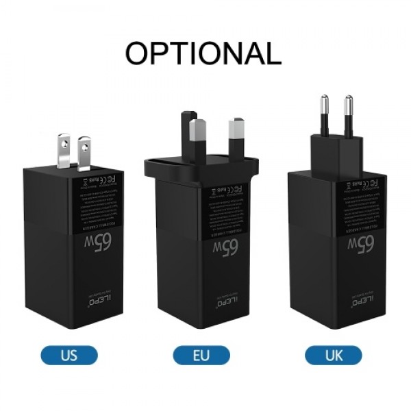 USB C Charger 65W 3-Port PD Charger Type C Fast Charger Adapter Power Delivery USB Wall Charger Compatible with USB C Laptops Sa