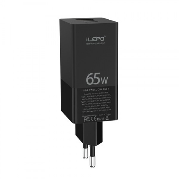 USB C Charger 65W 3-Port PD Charger Type C Fast Charger Adapter Power Delivery USB Wall Charger Compatible with USB C Laptops Sa