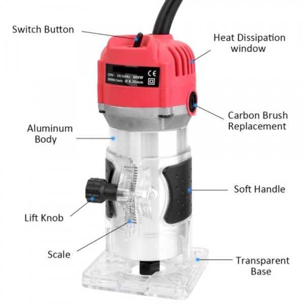 Woodworking Electric Trimming Machine Engraving Electromechanical Wood Milling Slot Machine Copper Motor
