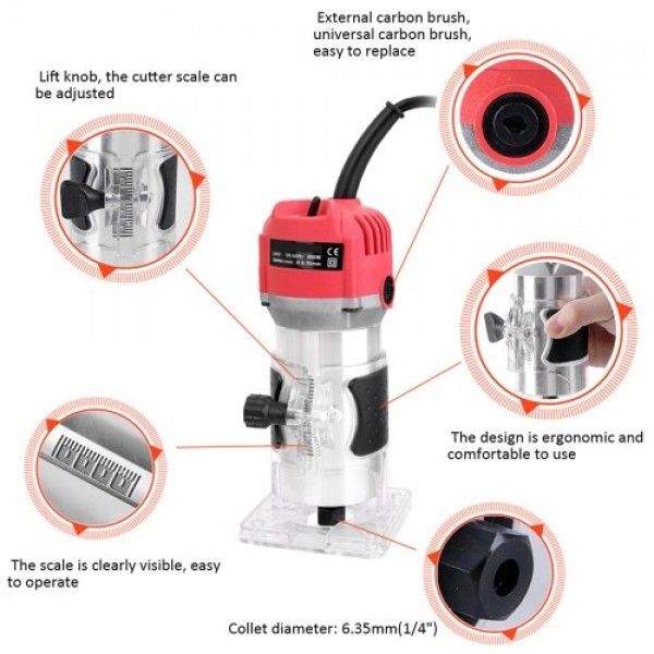 Woodworking Electric Trimming Machine Engraving Electromechanical Wood Milling Slot Machine Copper Motor