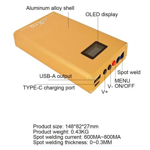 Portable Mini DIY 18650 Battery Spot-welding Machine OLED Display 20 Gears of Power Adjustment and 20 Gears of Delay Adjustable 