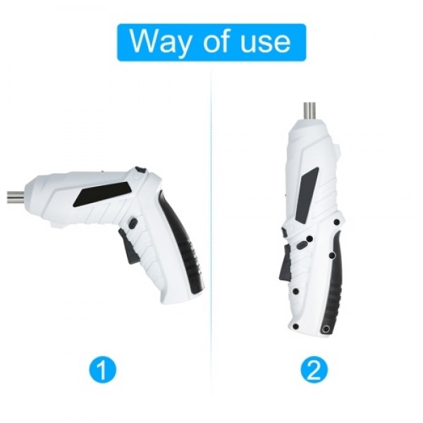 Cordless Screwdriver 1300mAh USB Rechargeable Electric Screwdriver Adjustable 2 Position Drill Screwdriver 6Nm Multifunctional E