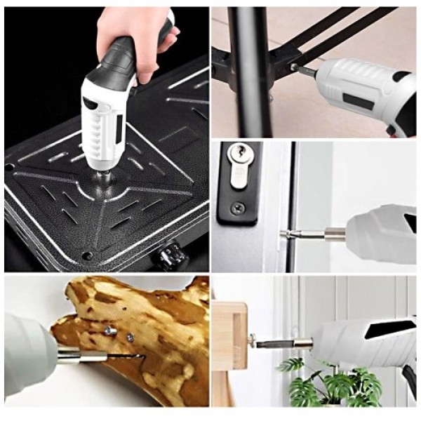 Cordless Screwdriver 1300mAh USB Rechargeable Electric Screwdriver Adjustable 2 Position Drill Screwdriver 6Nm Multifunctional E
