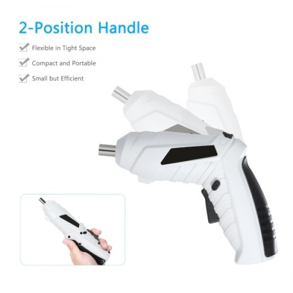 Cordless Screwdriver 1300mAh USB Rechargeable Electric Screwdriver Adjustable 2 Position Drill Screwdriver 6Nm Multifunctional E
