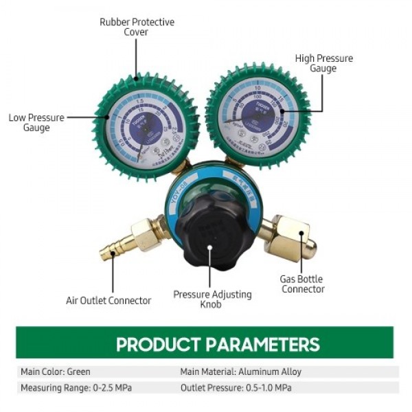 Oxygen Pressure Regulator Welding Gas O2 Pressure Gauge Flow Meter Industrial Oxygen Reducer