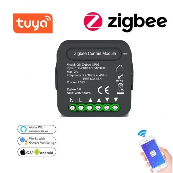QS-Zigbee-CP03 Tuya ZigBee Intelligent Curtain Swtich Module Home Curtain Modification Module Mobilephone Device Sharing Timing 